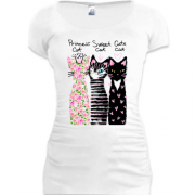 Подовжена футболка Princess, Sweet and Cute cats