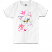 Детская футболка с кошкой в розовой короне