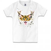 Детская футболка с акварельным котом