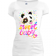 Подовжена футболка Sweet baby з пандою