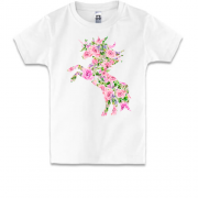 Детская футболка с цветочной лошадью