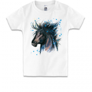 Дитяча футболка з малюнком чорного коня