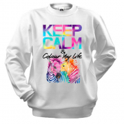 Свитшот Keep calm and colour your life с цветными зебрами (2)