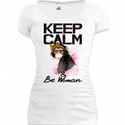 Подовжена футболка Keep calm and be woman
