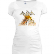 Подовжена футболка зі стилізованими жирафами