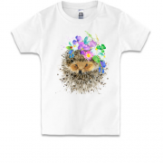 Дитяча футболка з їжачком в квітах