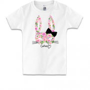 Детская футболка с цветочной маской зайца