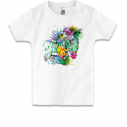 Детская футболка с зеброй в цветах