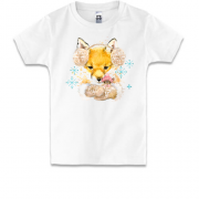 Детская футболка с зимней лисичкой
