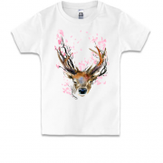 Детская футболка с акварельной головой оленя