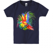 Дитяча футболка з яскравим папугою з квітами
