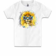 Детская футболка с акварельным львом в очках