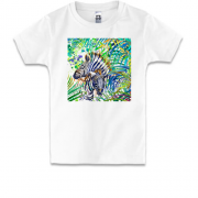 Детская футболка с зебрами в пальмах