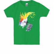 Детская футболка с попугаем и микрофоном