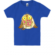 Дитяча футболка з совою і квіточками