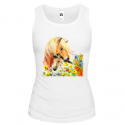 Майка с лошадьми в цветах