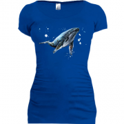 Подовжена футболка з синім китом