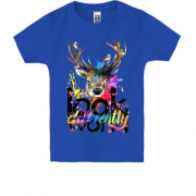 Детская футболка с оленем "Look at the world differentty"
