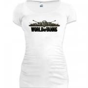 Женская удлиненная футболка Мир танков (World of tanks) 3