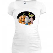 Женская удлиненная футболка Герои Хеллоуин