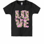 Детская футболка с надписью из роз "love"