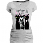 Подовжена футболка з котами "bunny, princess, me ow"