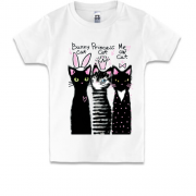 Дитяча футболка з котами "bunny, princess, me ow"