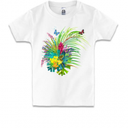 Детская футболка с тропическим букетом