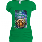 Подовжена футболка з тигром "Born to wander"