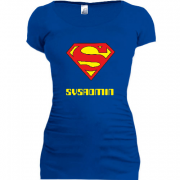 Женская удлиненная футболка Superman для сисадмина