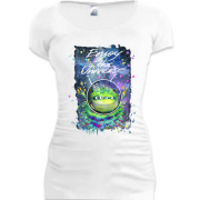 Подовжена футболка с зеленим монстром "enjoy the universe"