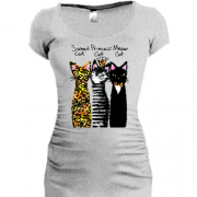 Подовжена футболка з трьома котами "sweet, princess, meow"