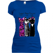 Подовжена футболка з трьома котами "sweet, princess, meow" (1)
