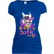 Подовжена футболка з Бульдогом в окулярах "sweet baby"