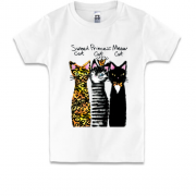 Детская футболка с тремя котами "sweet, princess, meow"