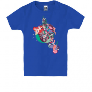Детская футболка Русалочка Ариэль и цветы