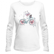 Жіночий лонгслів Кішечка на велосипеді