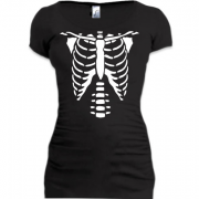 Женская удлиненная футболка со скелетом
