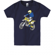 Детская футболка с мотоциклистом в воздухе