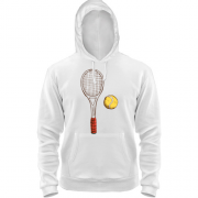 Толстовка с теннисной ракеткой и желтым мячом