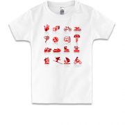 Детская футболка с иконками популярных видов спорта