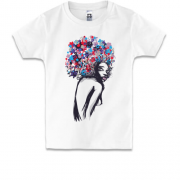 Дитяча футболка з дівчиною і квітами на голові