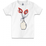 Детская футболка с вазой и тюльпанами