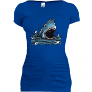 Подовжена футболка з акулою яка відкрила пащу