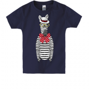 Детская футболка с зеброй хипстером