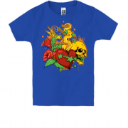 Детская футболка с колибри, черепом и сердцем