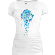 Подовжена футболка з синьою медузою
