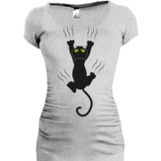 Подовжена футболка з дряпаючим котом