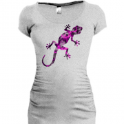 Подовжена футболка з космічним гекконом