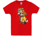 Детская футболка с тигром на мопеде
